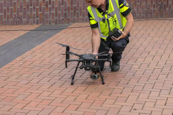 Police Man Drone Amsterdam Aux Pays Bas 2021 — Photo