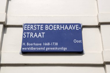 Amsterdam 'da Sokak İşareti Eerst Boerhaavestraat Hollanda 22-7-2021