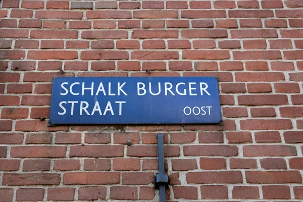 Street Sign Schalk Burgerstraat Amsterdam Nederländerna 2021 — Stockfoto
