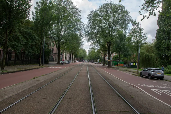 Tram Line Sarphatistraat Street Amsterdam Netherlands 2021 — Stock fotografie