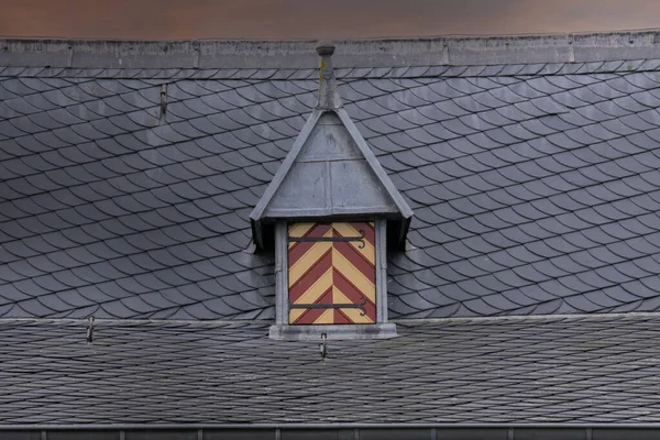 Holzfenster Und Dach Schloss Muiderslot Muiden Niederlande 2021 — Stockfoto