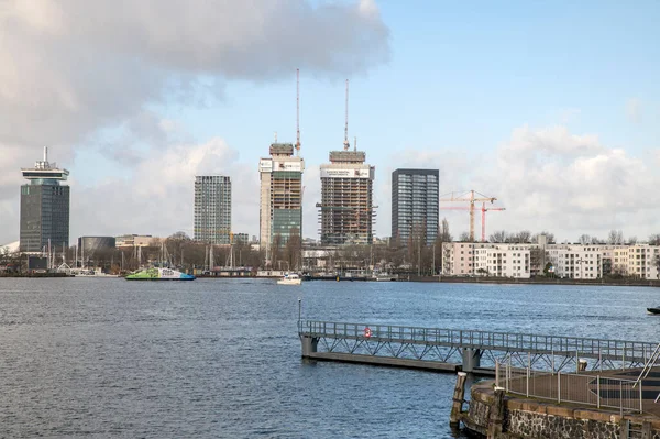 Skyline Rund Den Fluss Bei Amsterdam Niederlande 2022 Blick Von — Stockfoto