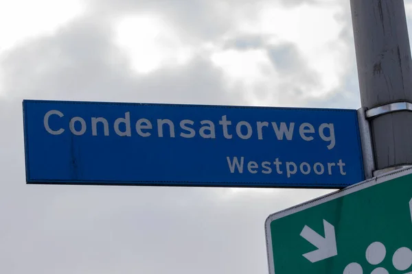 Street Sign Condensatorweg Amszterdamban Hollandia 2022 — Stock Fotó