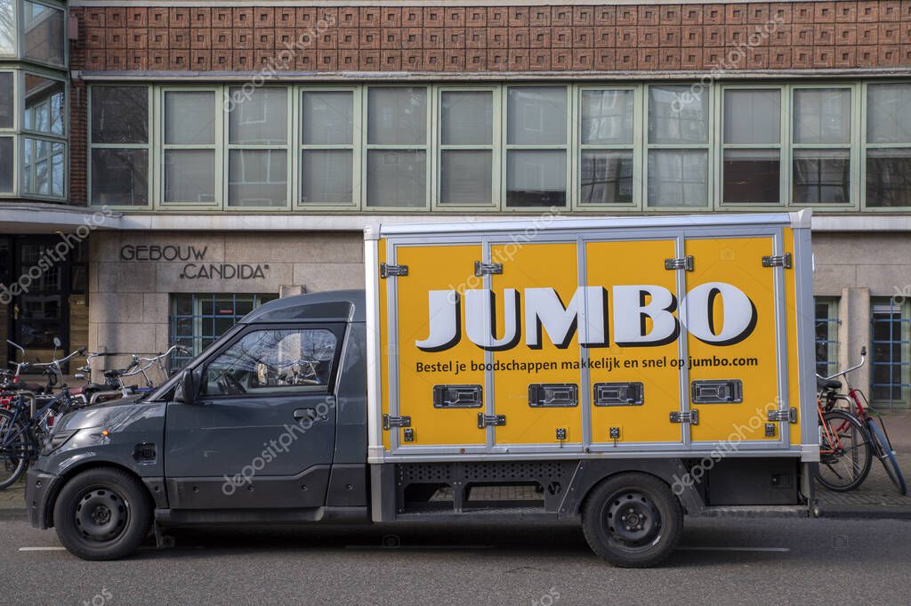 Small Jumbo Supermarket Company Truck At Amsterdam The Netherlands 2-2-2022