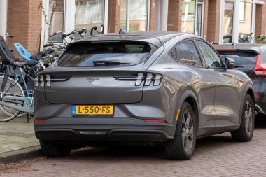 Arka tarafı Ford Mustang Mach-E X Amsterdam 'da Hollanda 19-2-2022