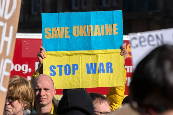Billboard Ukraine Stop War Protest War Ukraine Amsterdam Pays Bas — Photo