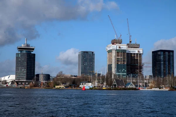 Skyline Dam Lookout Building Amsterdam Nederländerna 2020 — Stockfoto