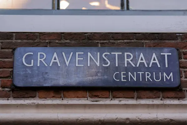 Street Sign Gravenstraat Amszterdamban Hollandia 2022 — Stock Fotó