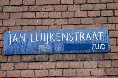 Amsterdam 'da Sokak İşareti Jan Luijkenstraat Hollanda 6-4-2022