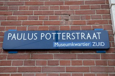 Amsterdam 'da Sokak İşareti Paulus Potterstraat Hollanda 6-4-2022
