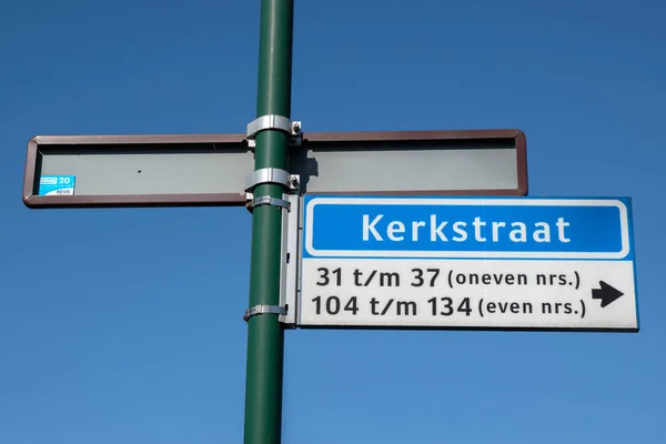 Street Sign Kerkstraat Straat Abcoude Nál Hollandia 2022 — Stock Fotó