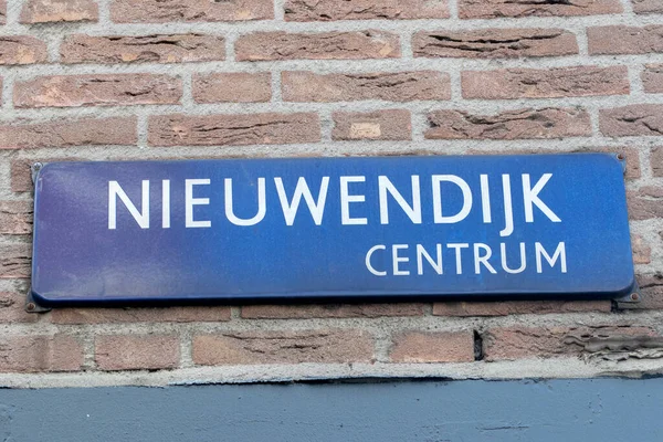 Street Sign Nieuwendijk Amszterdamban Hollandia 2022 — Stock Fotó