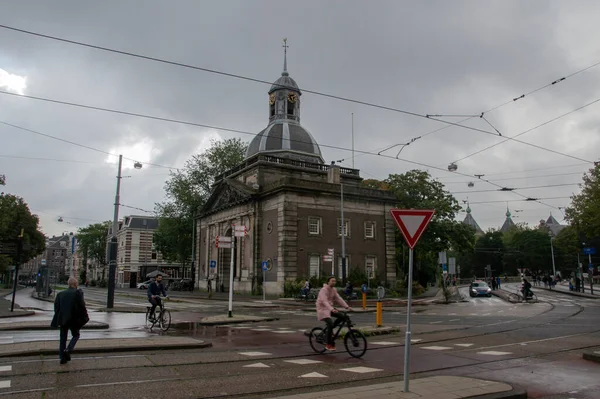 Het Muiderpoortgebouw Amsterdam Oost Nederland 2019 Regen — Stockfoto