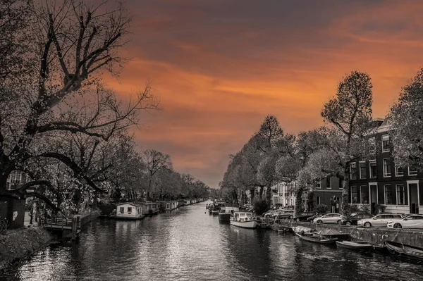 Uitzicht Vanaf Westeinde Straat Aan Een Kanaal Van Amsterdam 2018 — Stockfoto