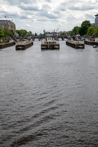 Amstel River Amstelsluizen Sluices Amsterdam 네덜란드 2022 — 스톡 사진