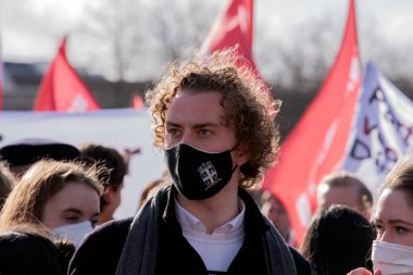 Protester At The Niet Mijn Schuld Demonstration At Amsterdam The Netherlands 5-2-2022