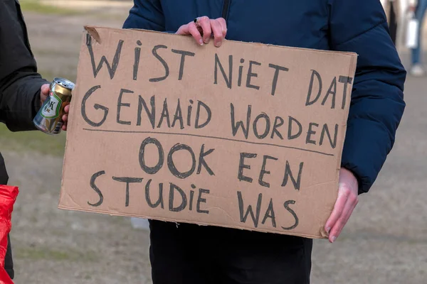 Funny Sign Niet Mijn Schuld Demonstration Amsterdam Netherlands 2022 — Zdjęcie stockowe