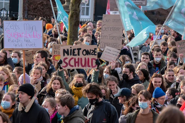 Group Protesters Walking Niet Mijn Schuld Demonstration Amsterdam Netherlands 2022 — Stok fotoğraf