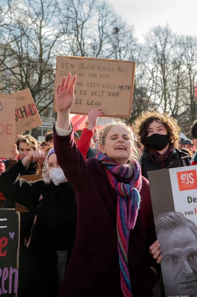 Woman Shouting Niet Mijn Schuld Demonstration Amsterdam Netherlands 2022 — Zdjęcie stockowe