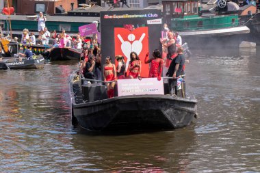 Aidsfonds Boat At The Gaypride Canal Parade With Boats At Amsterdam The Netherlands 6-8-2022