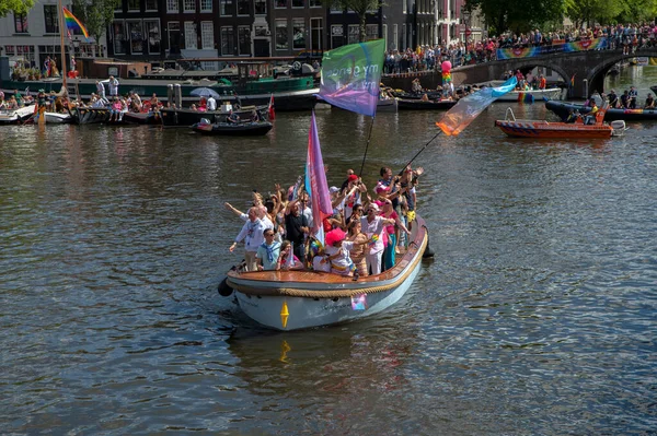 Amministrazione Del Gaypride Dentro Una Barca Amsterdam Paesi Bassi 2022 — Foto Stock
