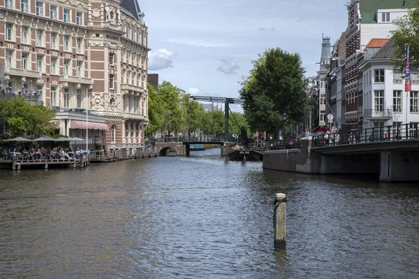 Мост Алумбрук Фоновом Режиме Амстердаме Нидерланды 2022 — стоковое фото