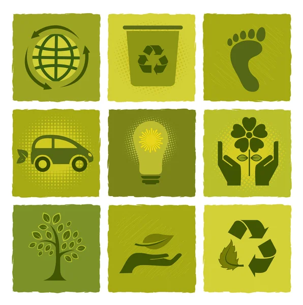 Set van 9 groene iconen — Stockvector