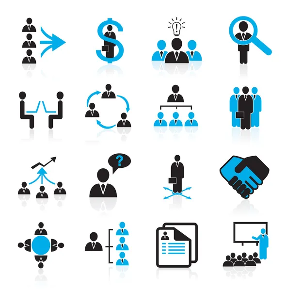 Set van 16 management en human resources pictogrammen — Stockvector