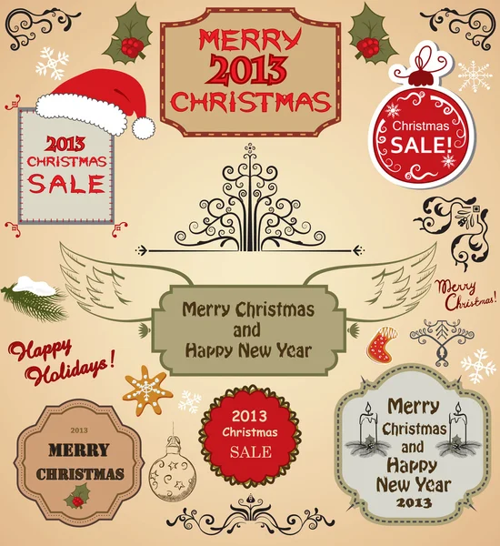 Noel ağacı ve tasarım öğeleri