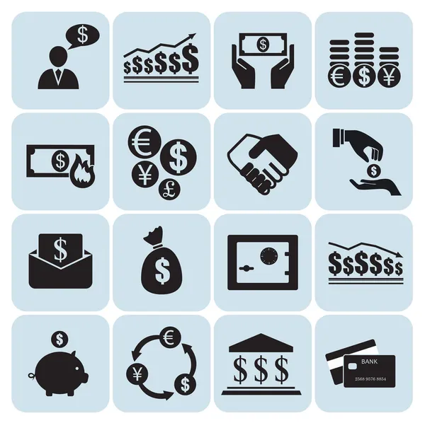 Dinheiro, finanças, ícones —  Vetores de Stock