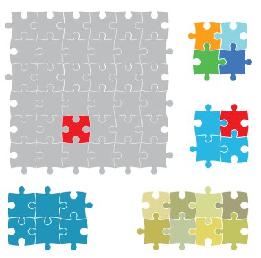 Set of various puzzles clipart