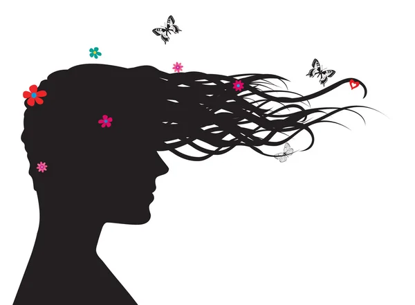 uzun saçlı kadın silüeti