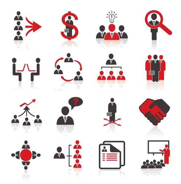 Set of 16 human resources icons. — Stock Vector