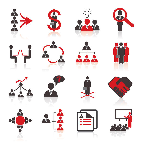 Set of 16 human resources icons.