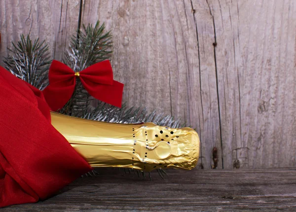 Champagne en kerstboom — Stockfoto