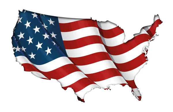 Mapa de la Bandera de Estados Unidos Sombra Interior — Foto de Stock