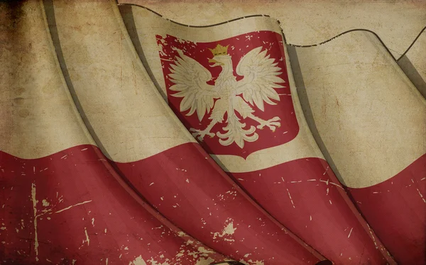 Polish State Flag (with eagle insignia) Old Paper — Stock Photo, Image