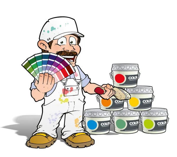 Handyman - Colour Picking Painter - Branco — Fotografia de Stock