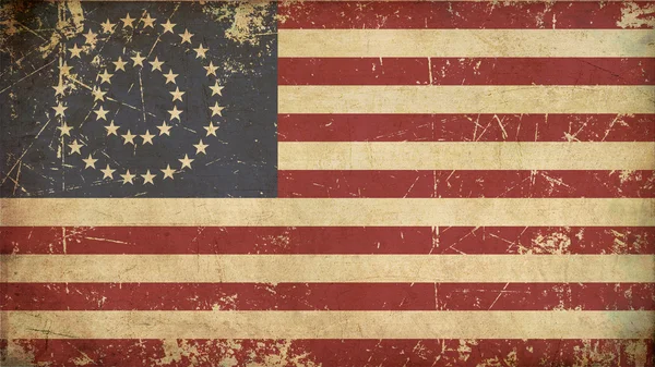 US Civil War Union -37 Star Medalion- Flag Flat - Aged — Stock Photo, Image