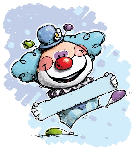 Clown holding a Label - Boy Colors — стоковый вектор