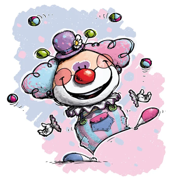 Clown jongleren - baby kleuren — Stockvector