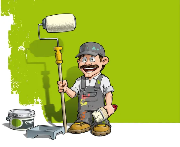 Handyman - Pintor de pared uniforme gris — Archivo Imágenes Vectoriales