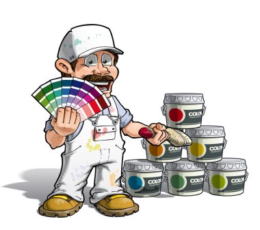 Handyman - Colour Picking Painter White Uniform clipart