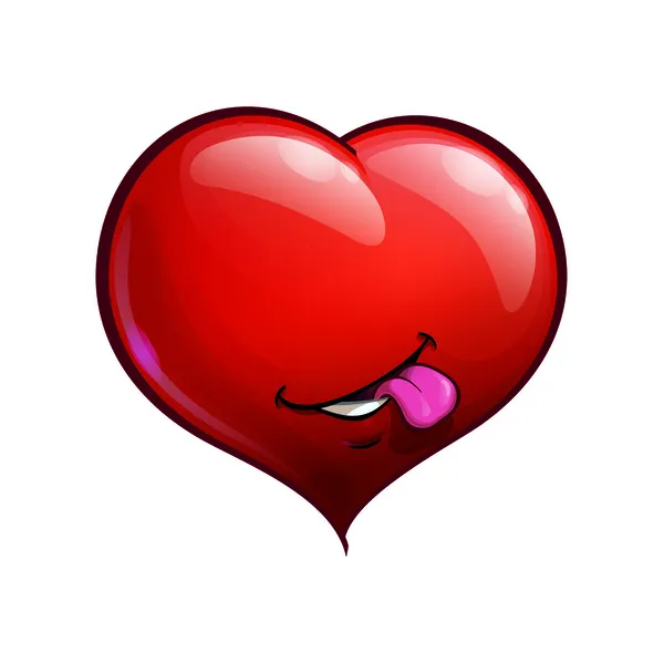 Corazón se enfrenta a felices emoticonos - Lengua — Vector de stock