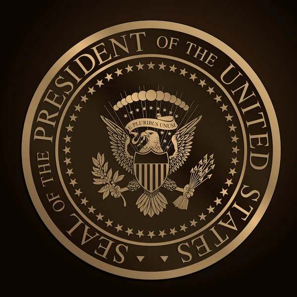 Nos selo presidencial dourado gravam — Vetor de Stock