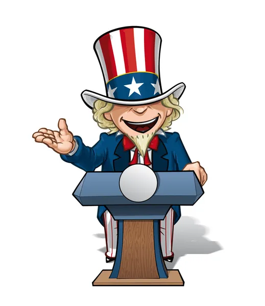 Uncle sam presidentiële podium open — Stockvector