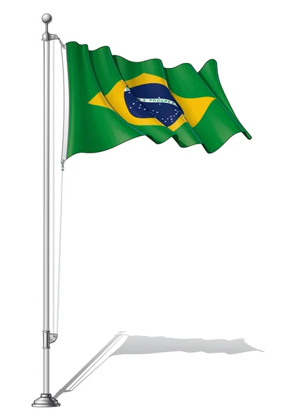 Vlag pole Brazilië — Stockvector