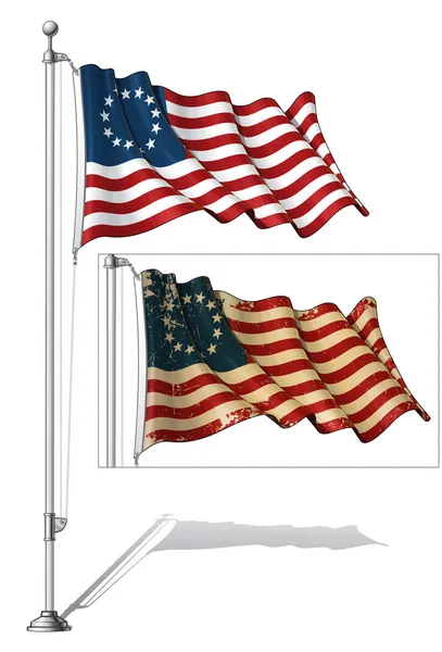 Bandera poste usa betsy ross旗のポール米国ベッツィー ・ ロス — ストックベクタ