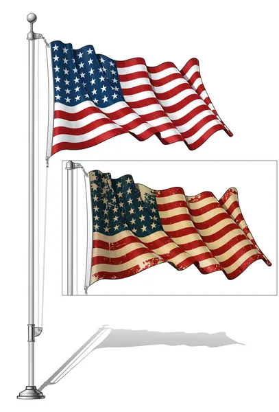 Flag Pole US Flag WWI-WWII (48 stars) — Stock Vector