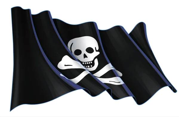 海賊ブラックサムのウェーブジョリー ロジャーのベクトルイラスト すべての要素を明確に定義されたレイヤーとグループで — ストックベクタ